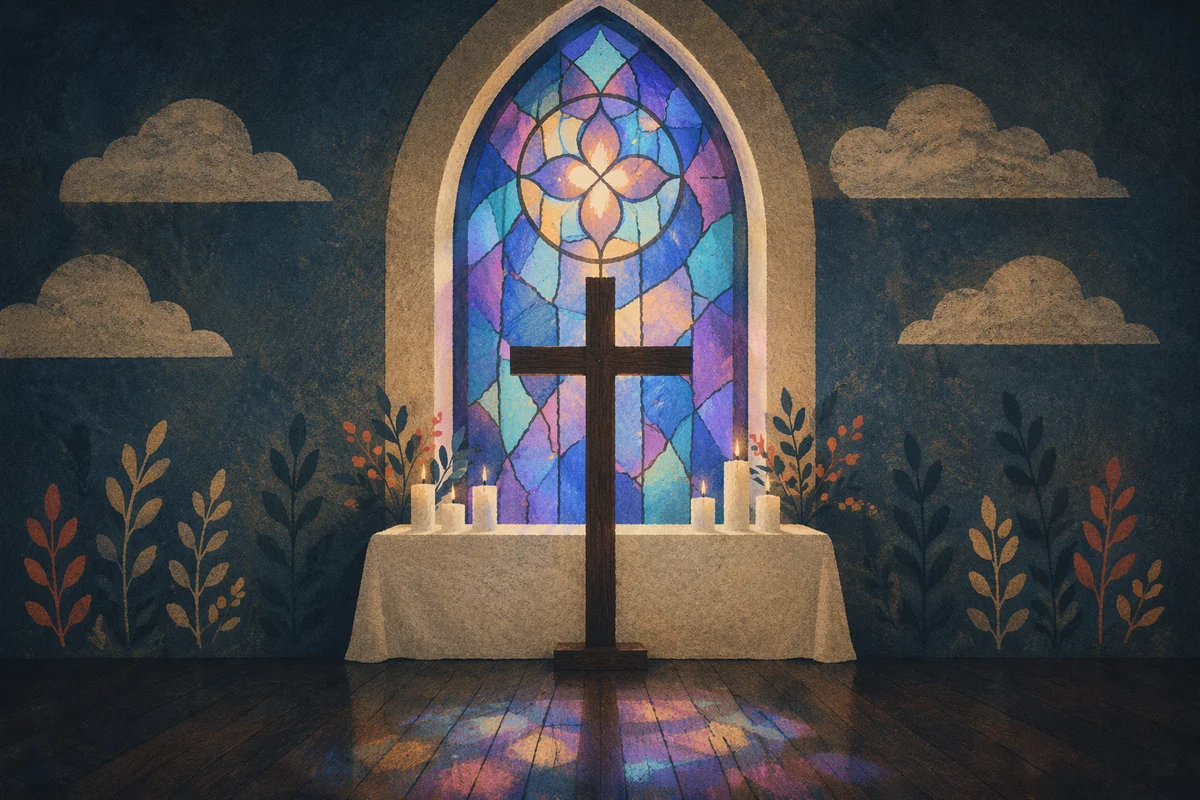 Quiet Church Prayer Room with Cross