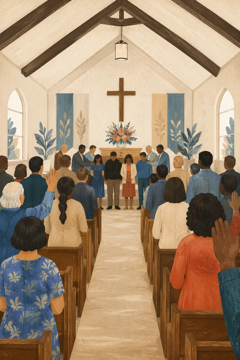 Missionary Sending Prayer in Small Church