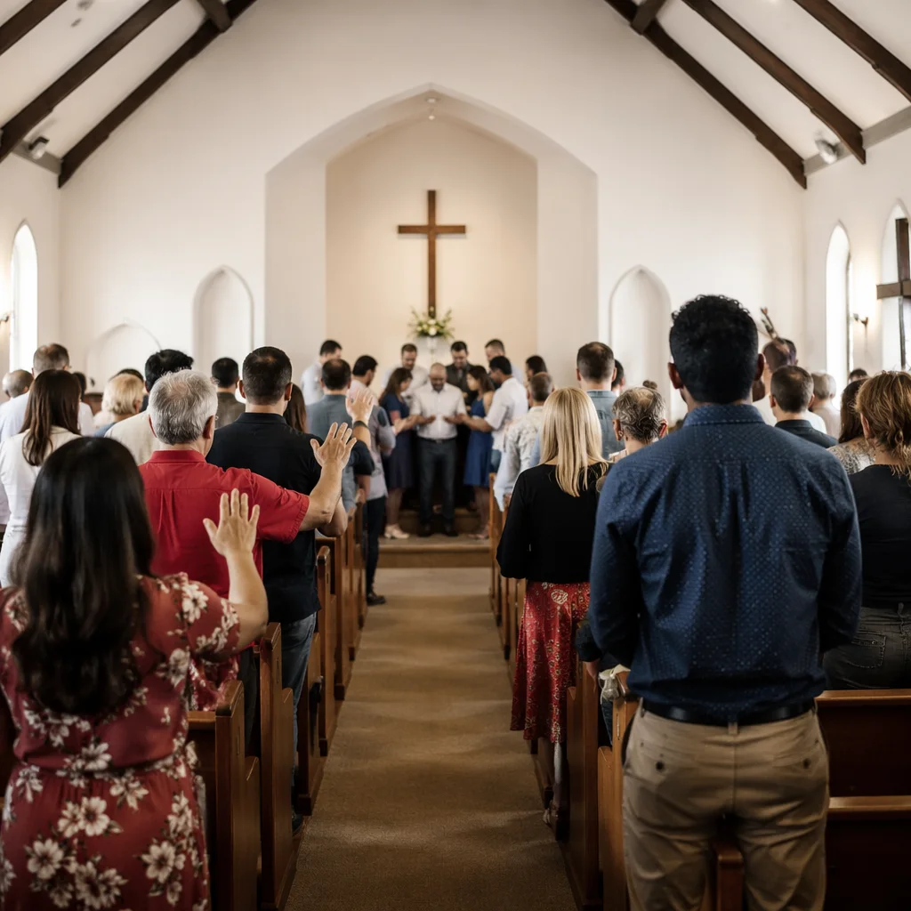 Missionary Sending Prayer in Small Church