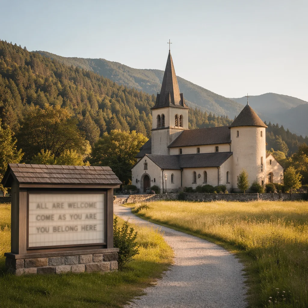 Welcoming Church Sign in Mountain Valley