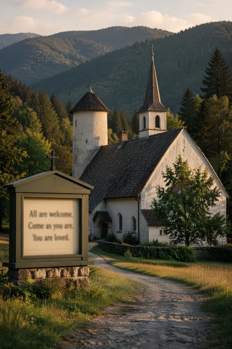 Welcoming Church Sign in Mountain Valley