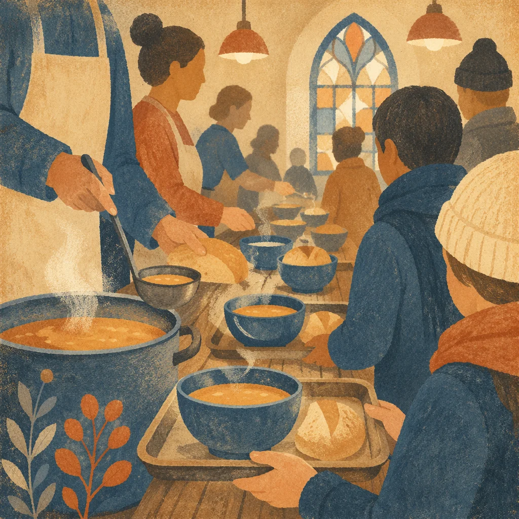 Warm Church Soup Kitchen Serving Line