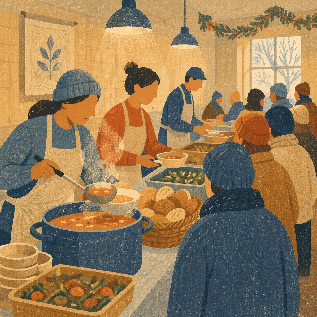 Church Soup Kitchen Serving Line Warm Meal