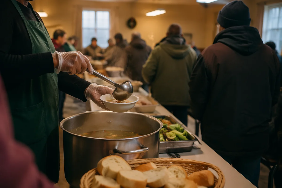 Church Soup Kitchen Serving Warm Meal