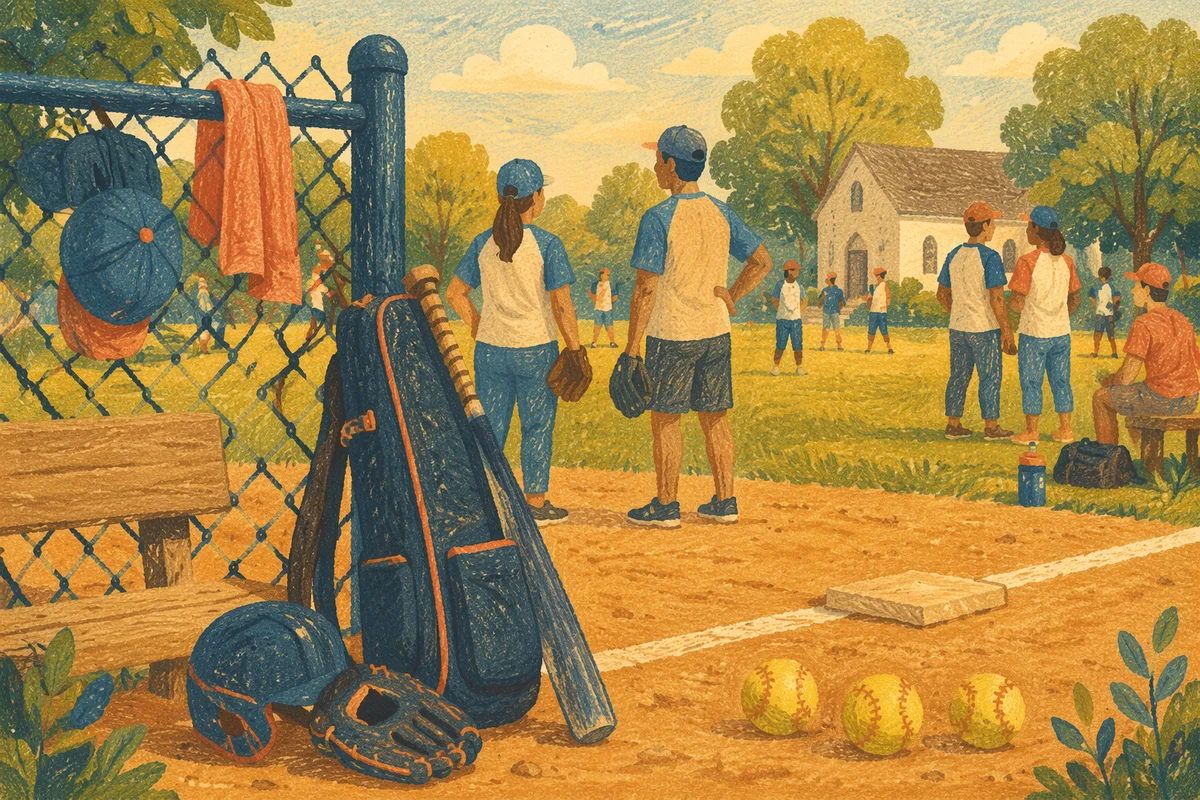 Church Softball Team Fellowship at Sunset