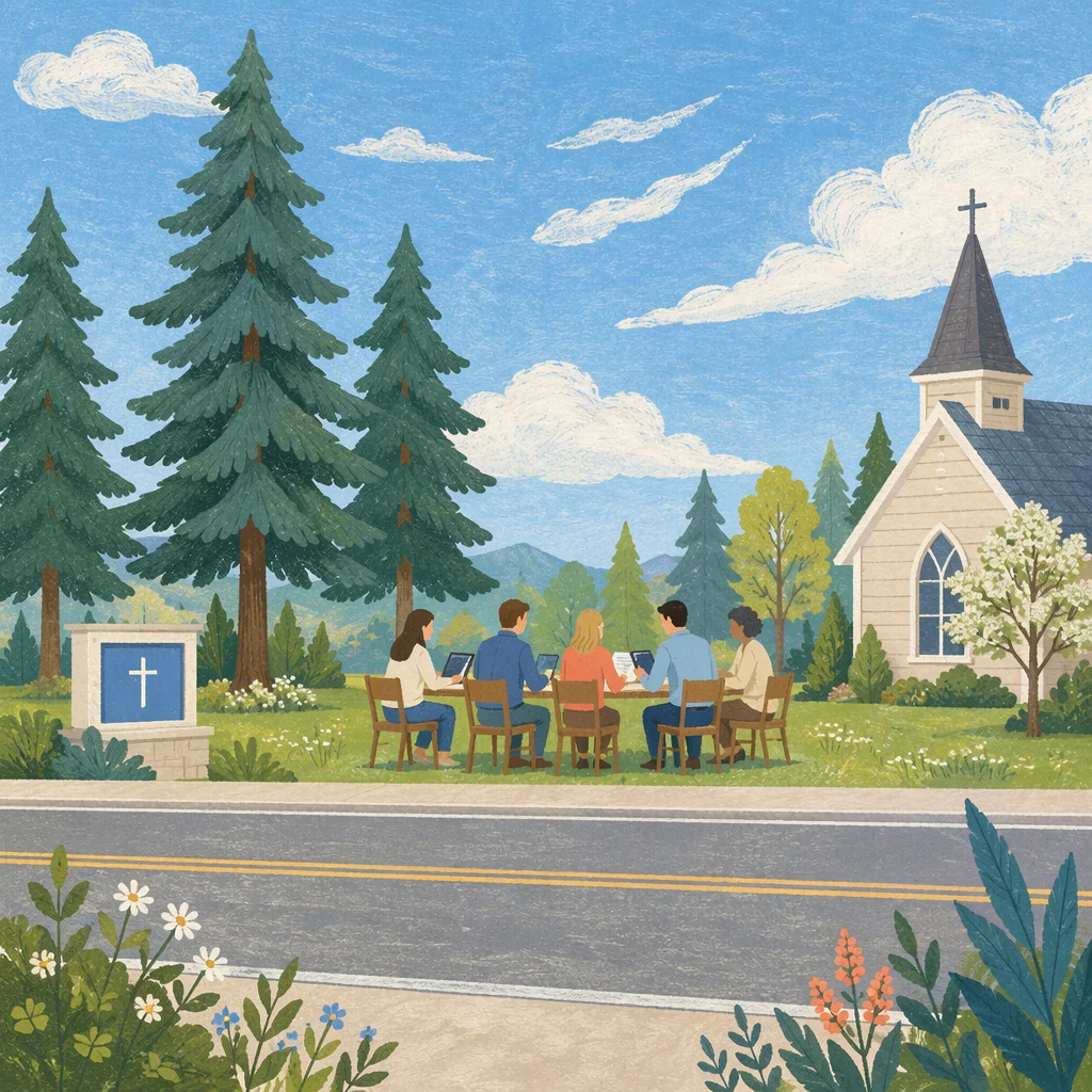 Church Staff Planning Meeting on Campus Lawn