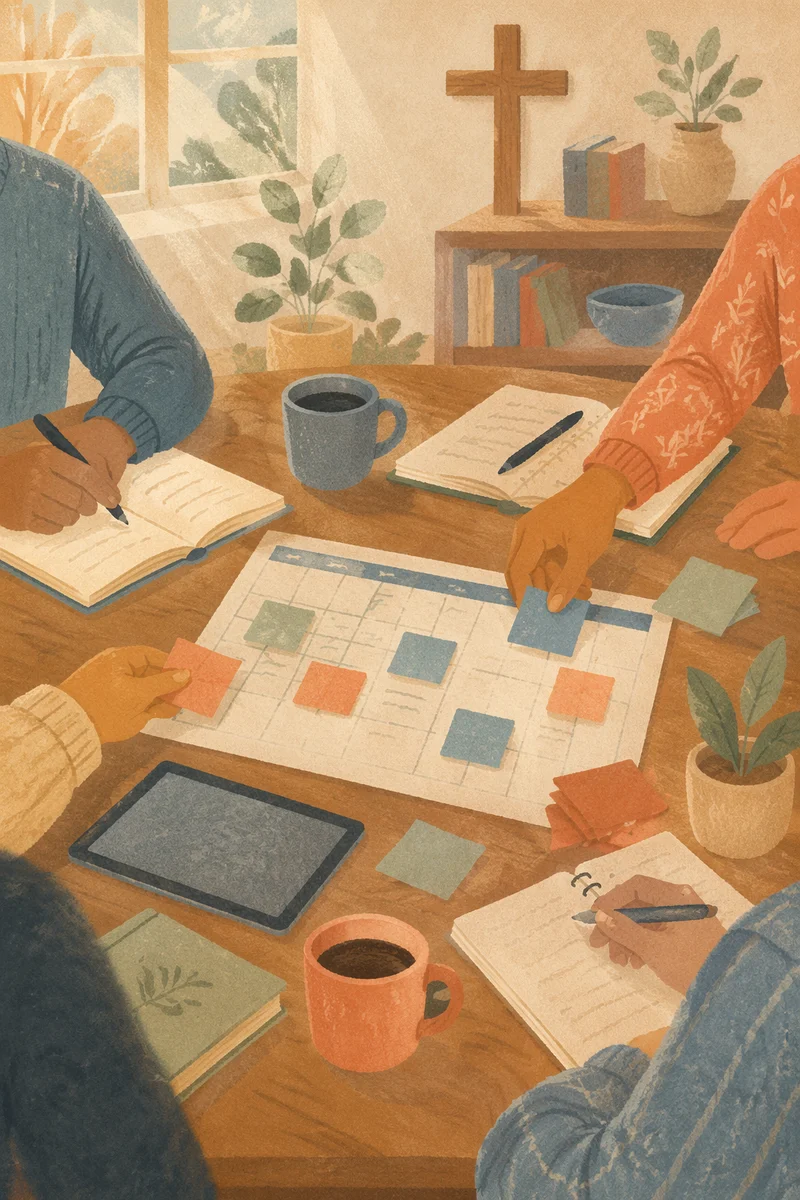 Church Staff Planning Meeting Table Scene