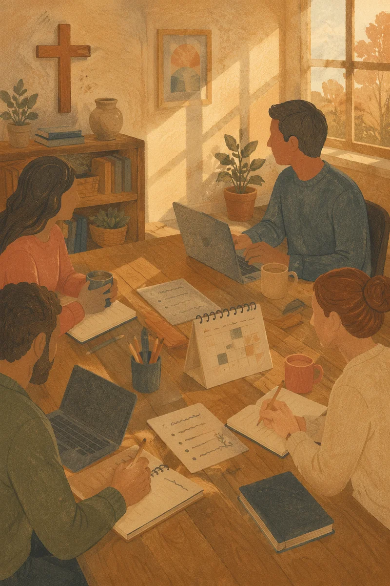 Church Staff Planning Meeting in Chapel Office
