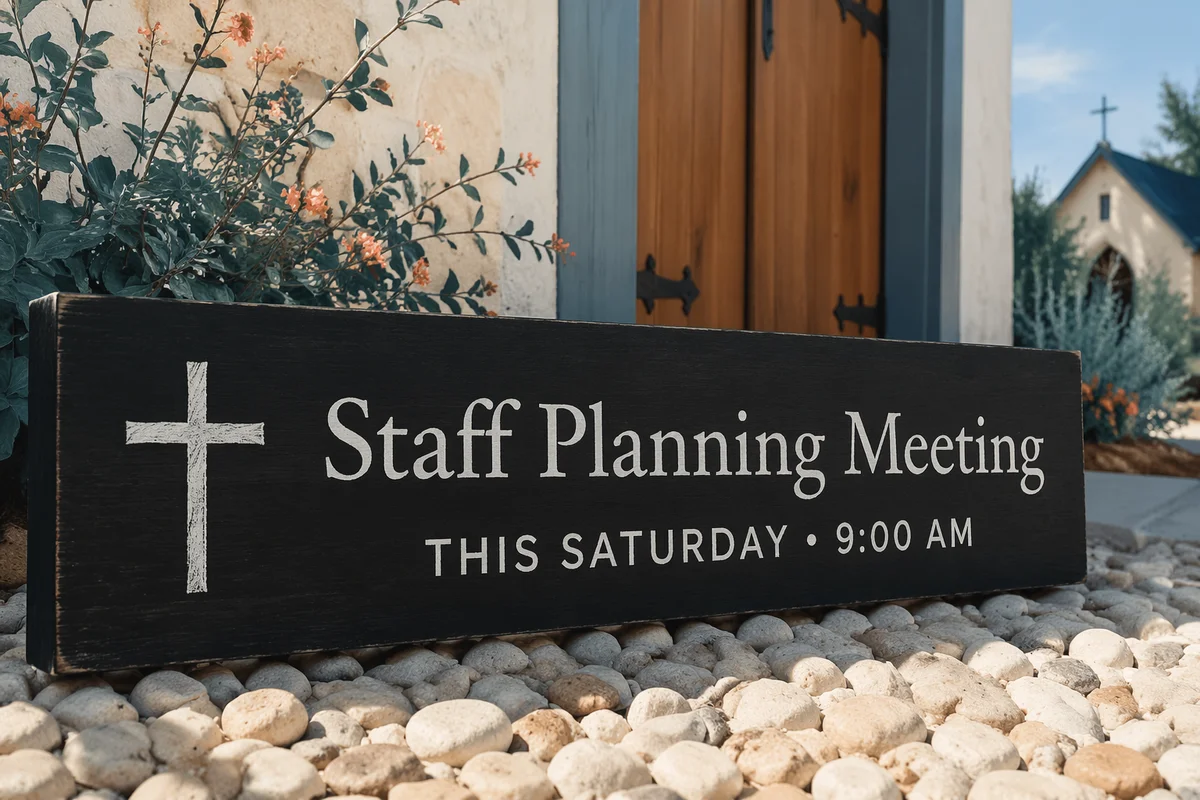 Church Staff Planning Meeting Notice Sign