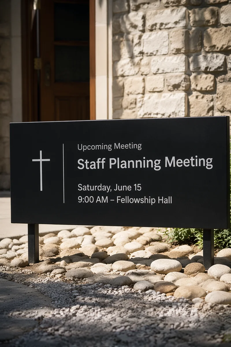 Church Staff Planning Meeting Notice Sign