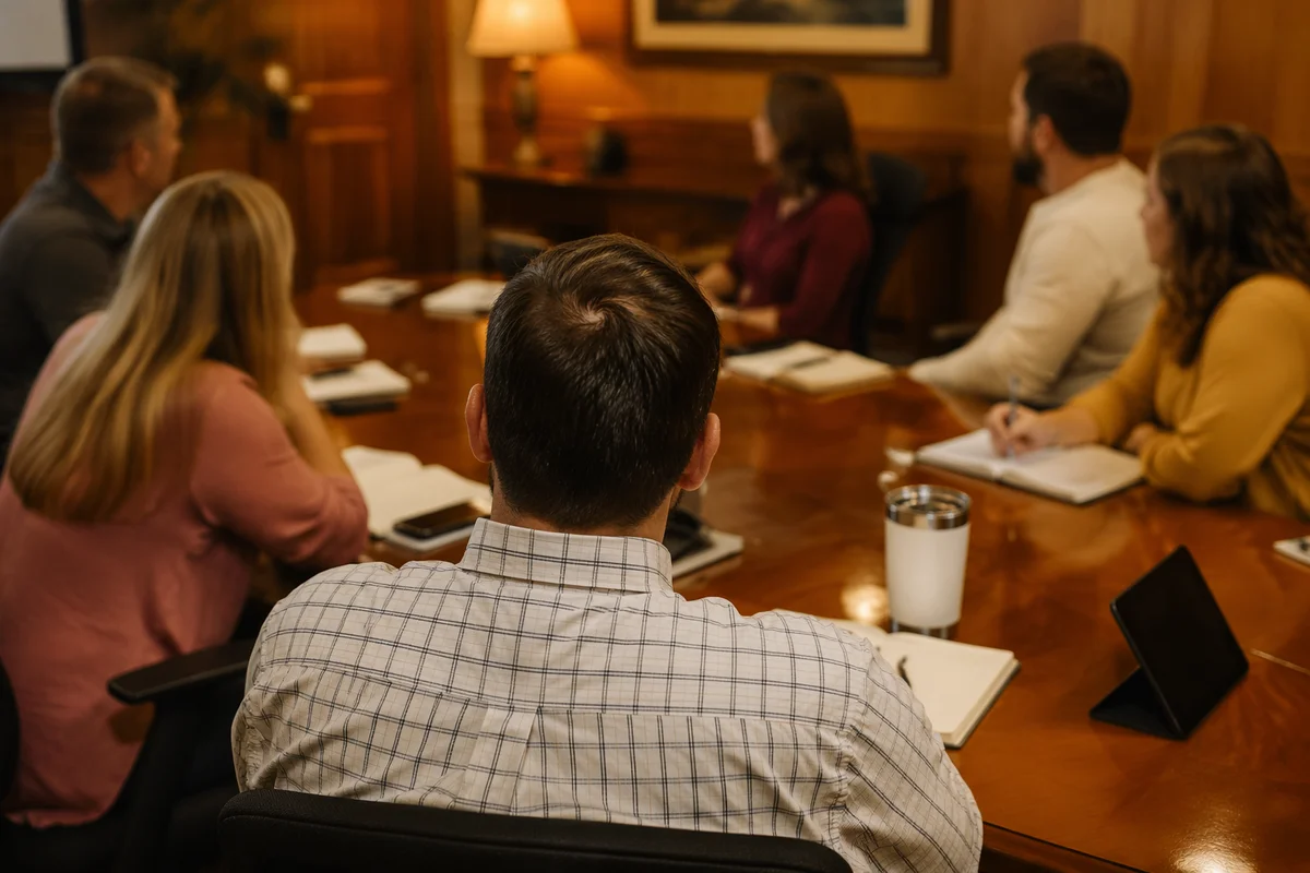 Church Staff Planning Meeting in Warm Conference Room