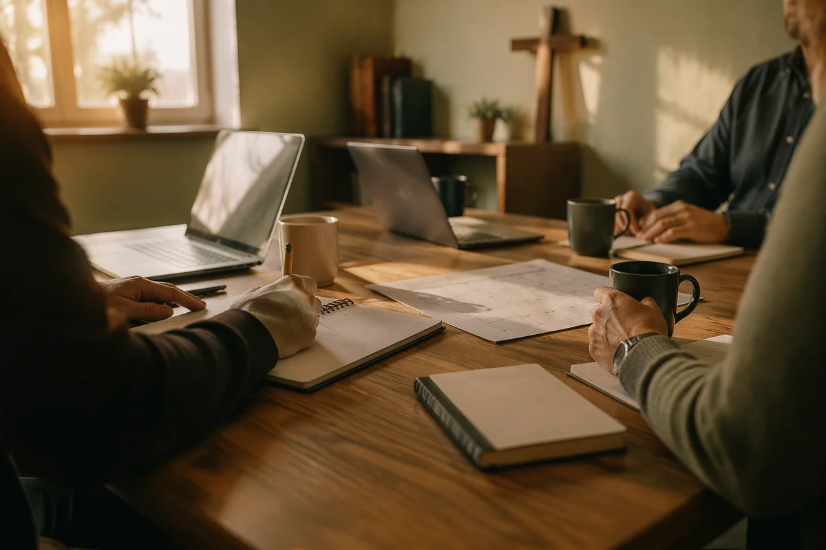 Church Staff Planning Meeting in Chapel Office