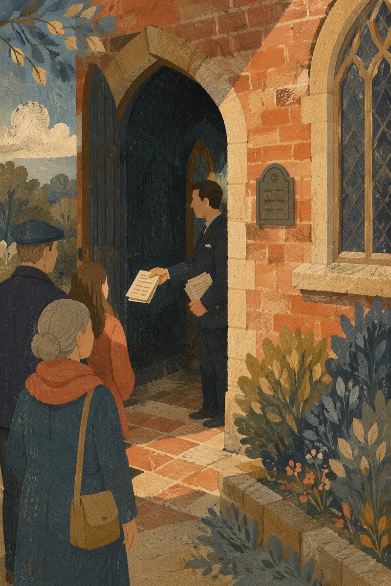 Church Usher Welcoming Worshipers at Chapel Door
