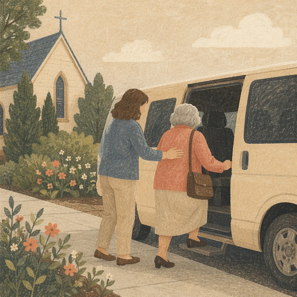 Church Van Welcoming Elderly Members