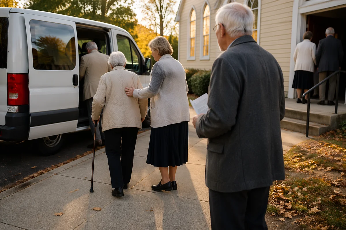 Church Van Helping Elderly Members Arrive