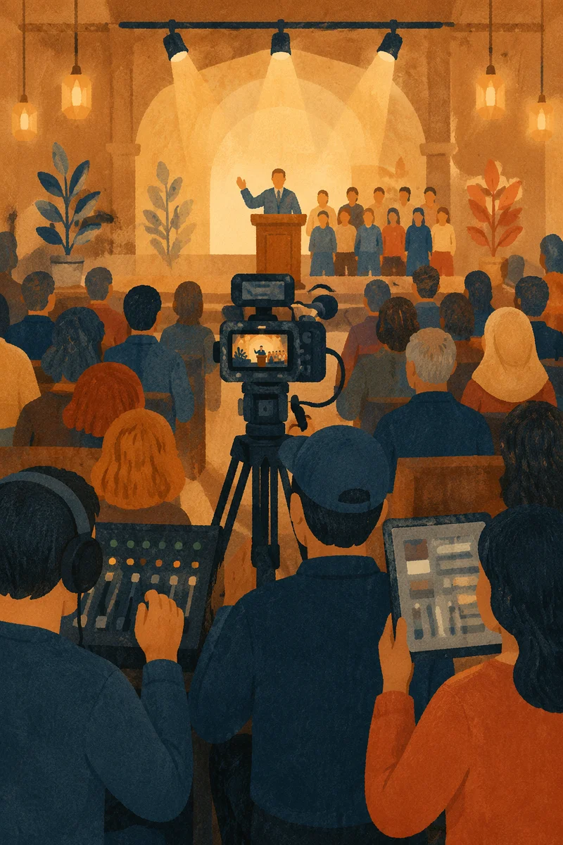 Church Media Team Filming Worship Service