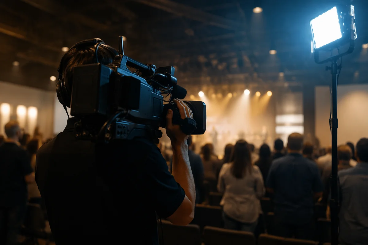 Church Video Production Team During Worship