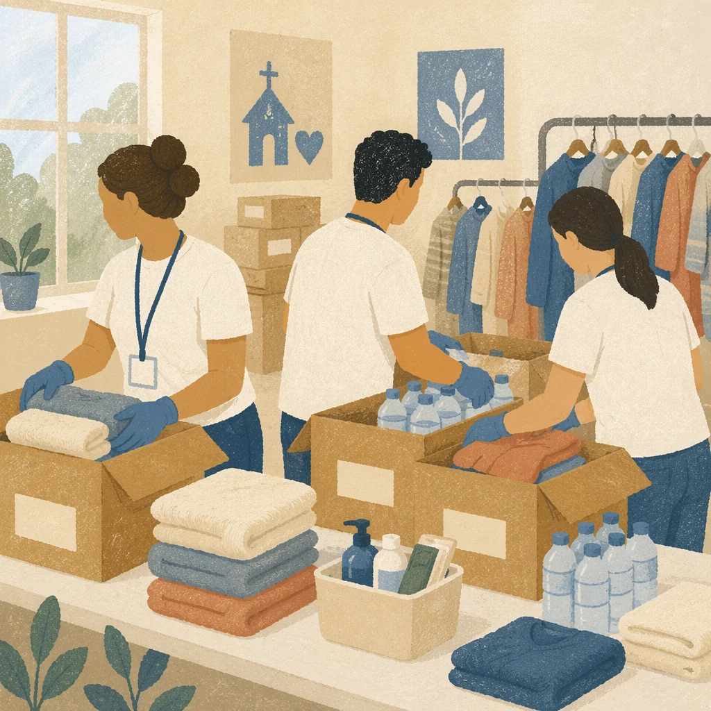 Church Volunteers Packing Relief Supplies
