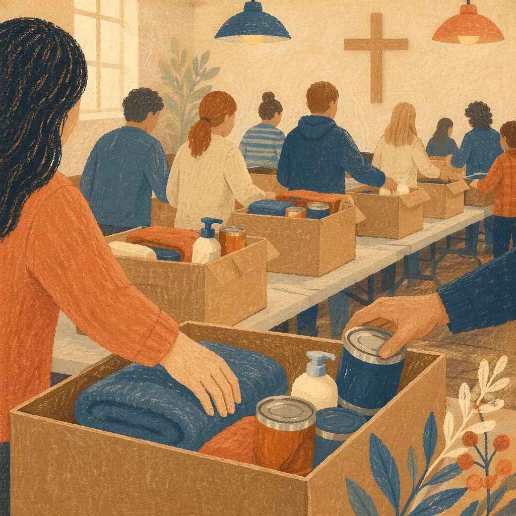 Church Volunteers Packing Relief Supplies