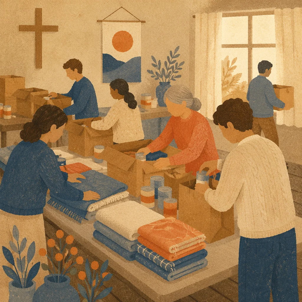 Church Volunteers Packing Relief Supplies