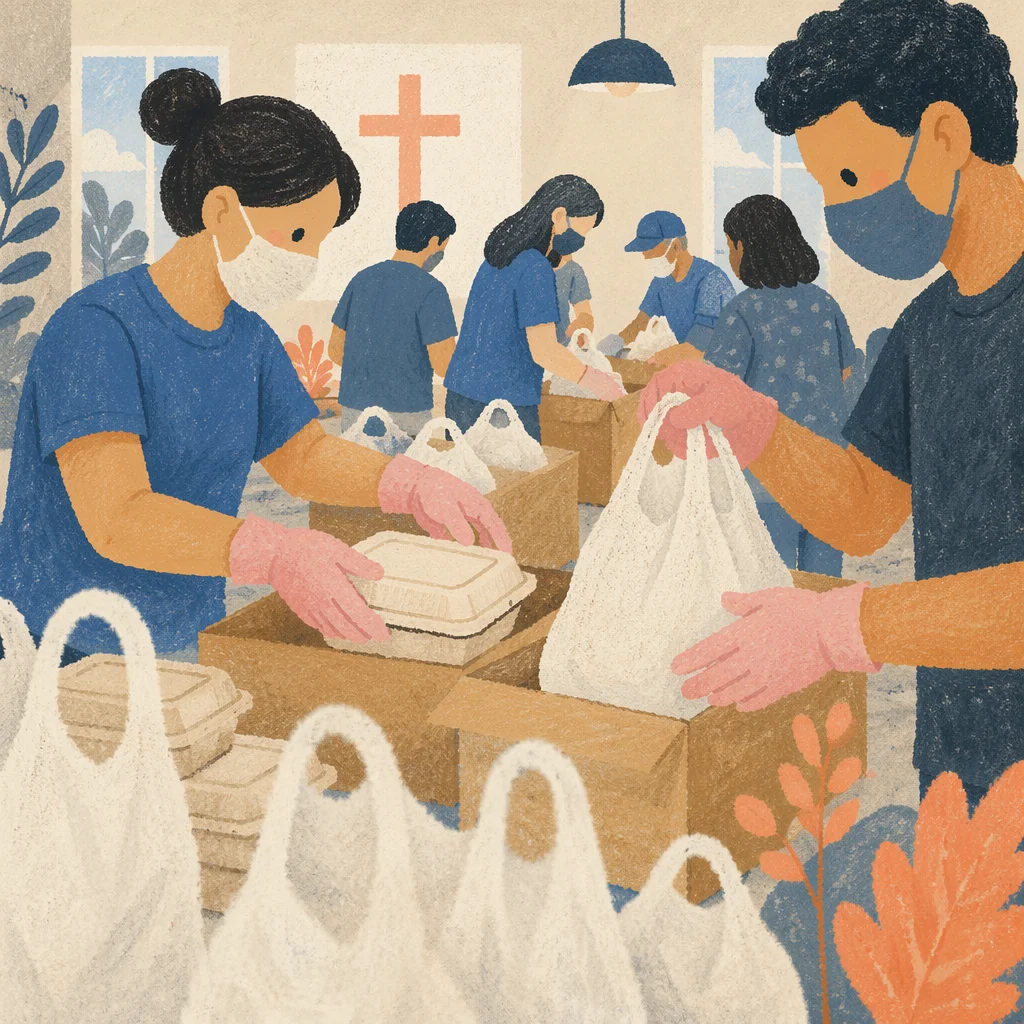 Church Volunteers Packing Community Relief Supplies