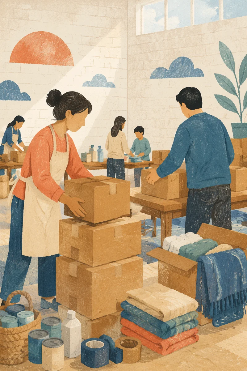 Church Volunteers Packing Community Supplies
