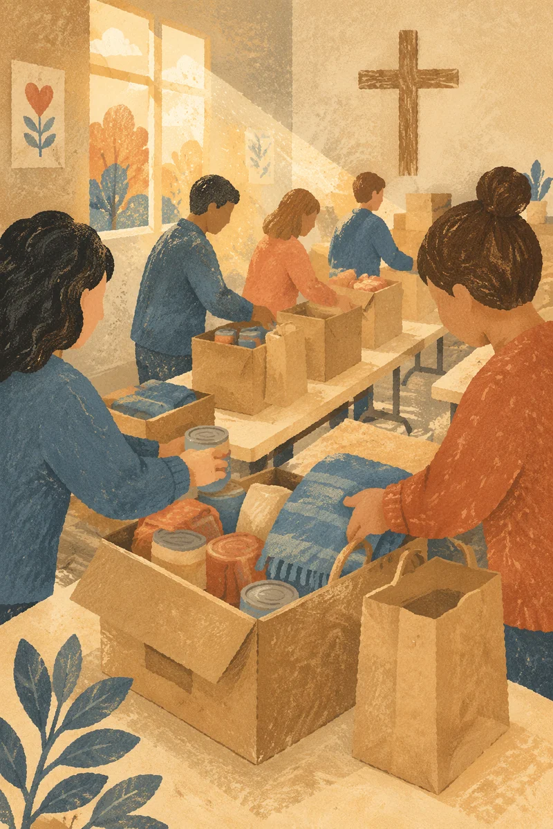 Church Volunteers Packing Relief Supplies