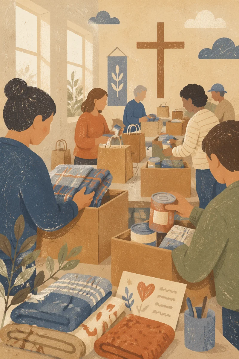 Church Volunteers Packing Relief Supplies