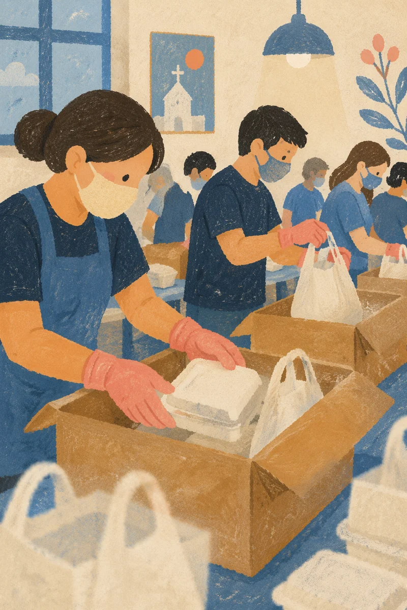 Church Volunteers Packing Relief Supplies