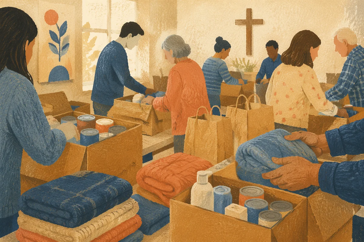 Church Volunteers Packing Emergency Supplies Together