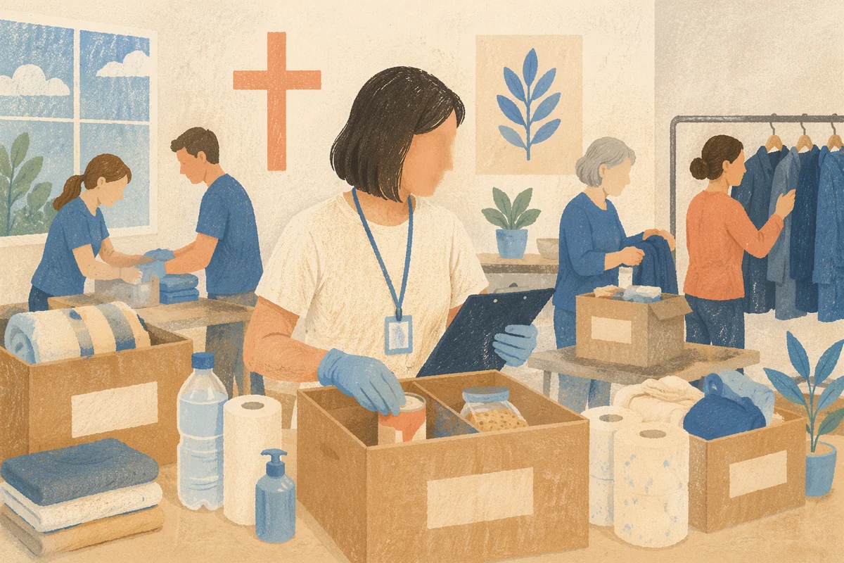 Church Volunteers Packing Relief Supplies