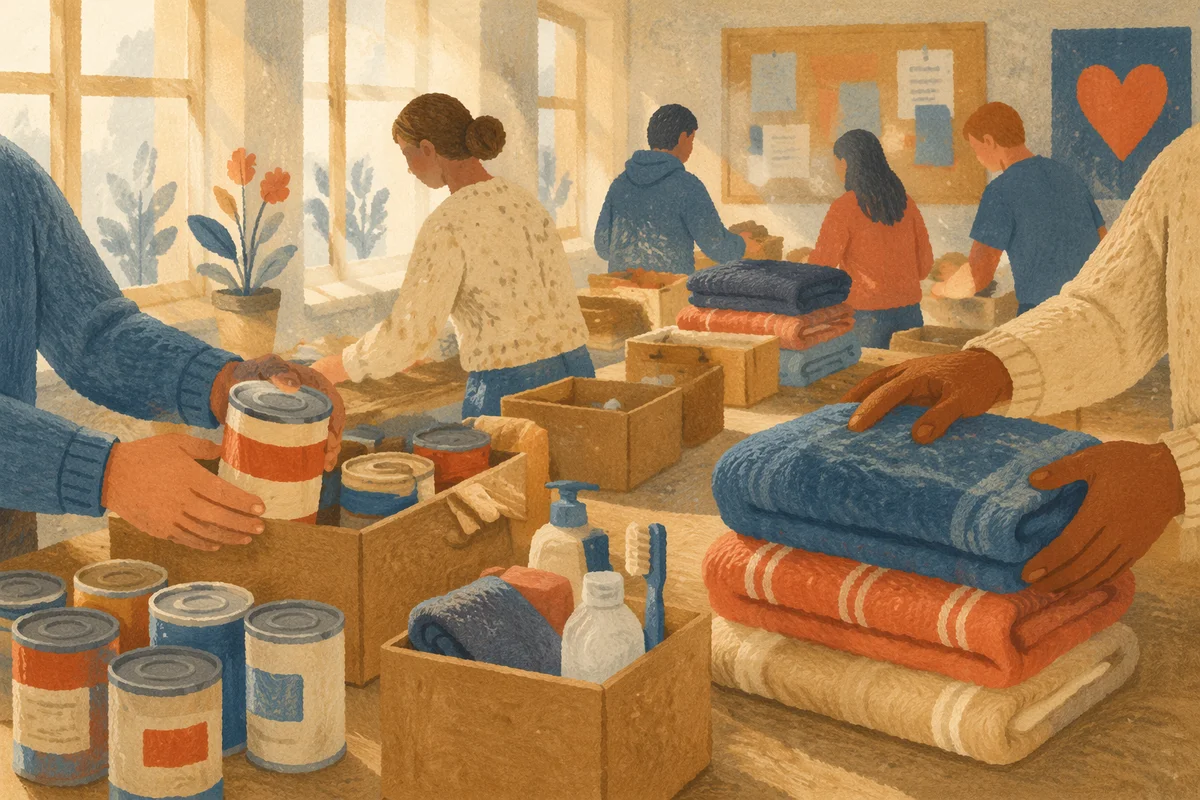 Church Volunteers Packing Relief Supplies