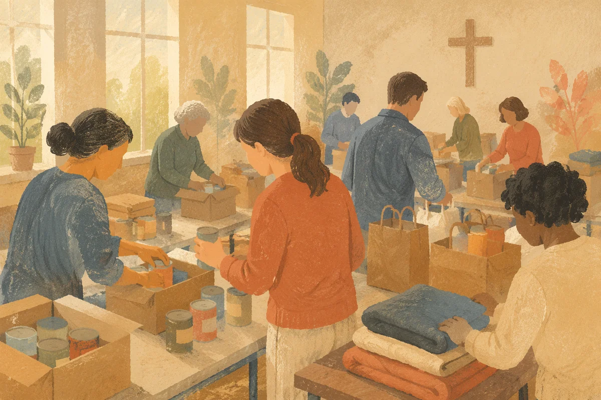 Church Volunteers Packing Relief Supplies Together