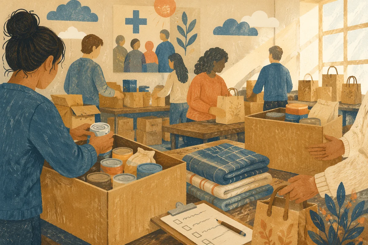 Church Volunteers Packing Relief Supplies