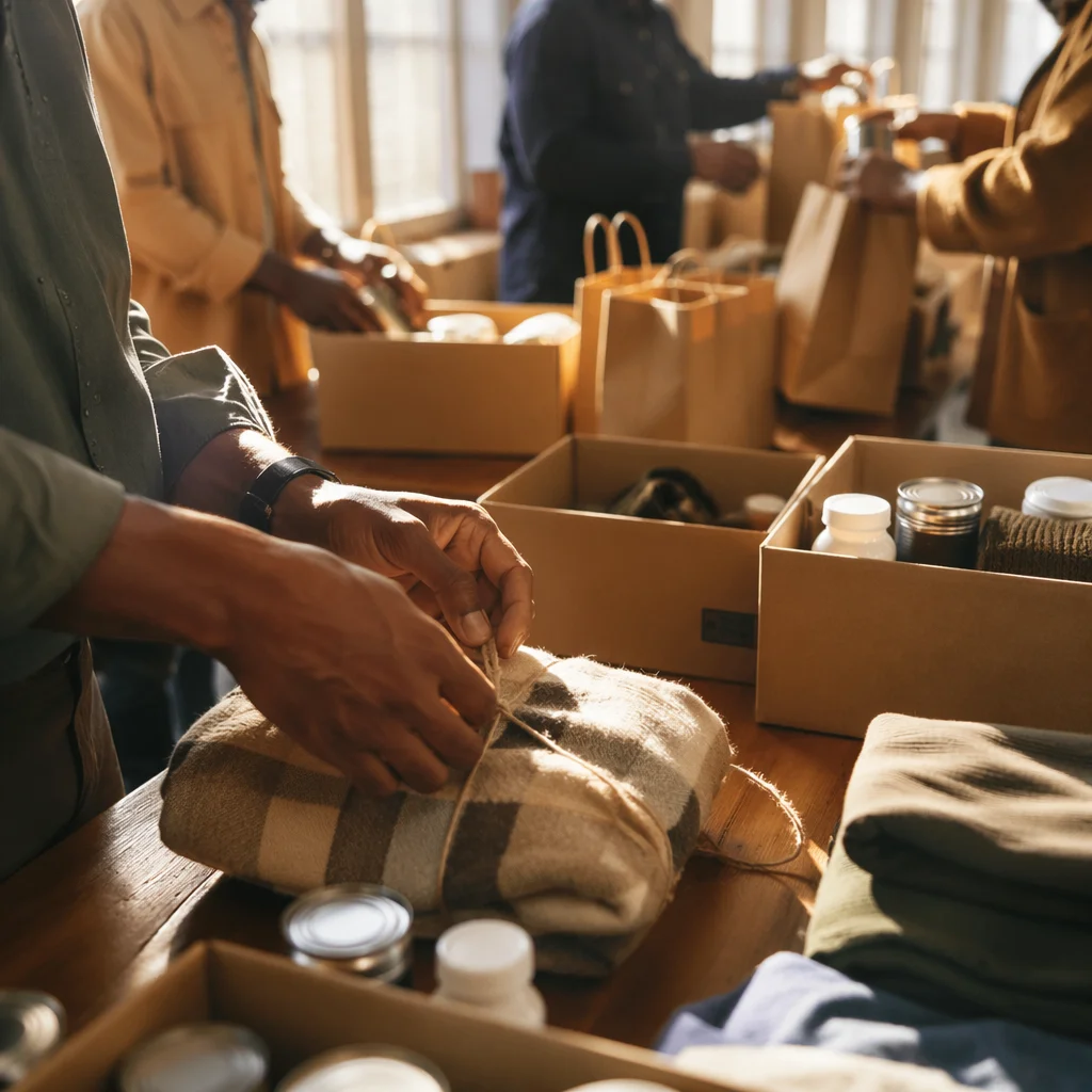 Church Volunteers Packing Care Supplies