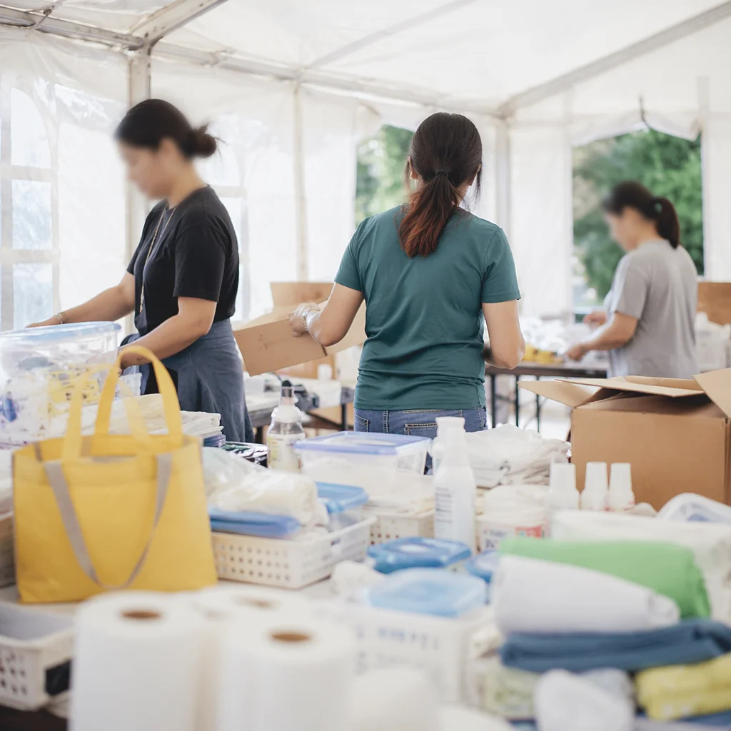 Church Volunteers Packing Relief Supplies