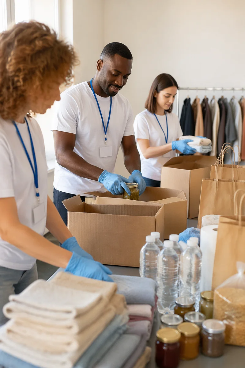 Church Volunteers Packing Donation Supplies