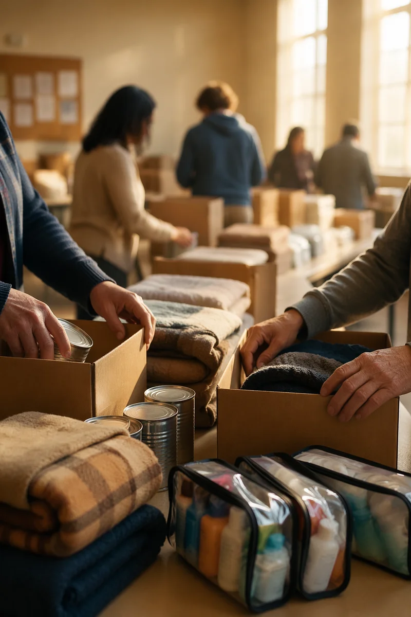 Church Volunteers Packing Relief Supplies