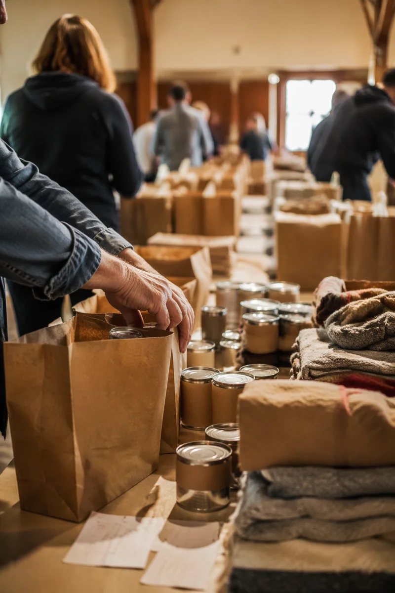Church Volunteers Packing Relief Supplies Together