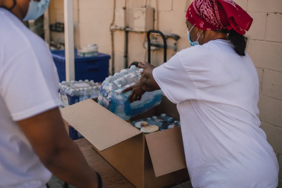 Church Volunteers Packing Emergency Supplies