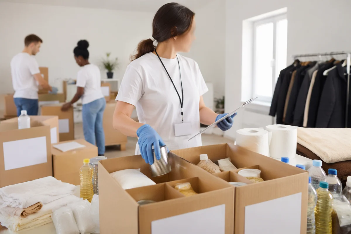 Church Volunteers Packing Relief Supplies