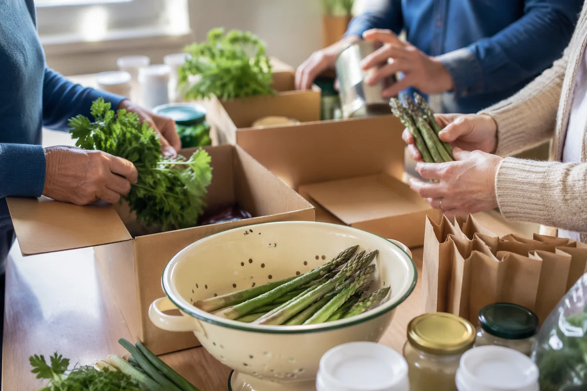 Church Volunteers Packing Community Meal Supplies