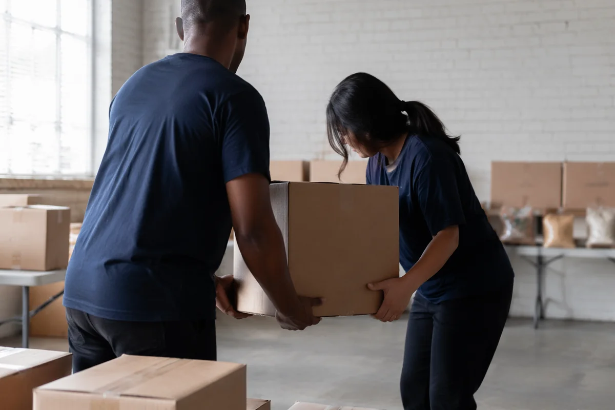 Church Volunteers Packing Relief Supplies Together