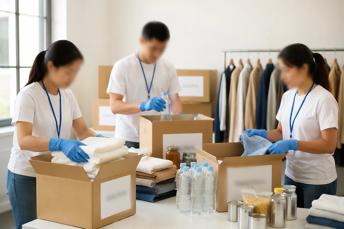 Church Volunteers Packing Relief Supplies Together