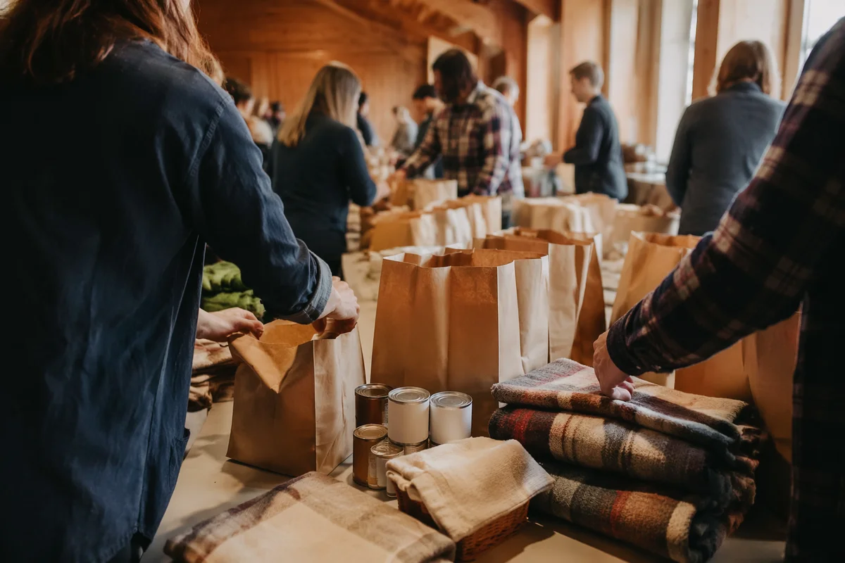 Church Volunteers Packing Relief Supplies Together