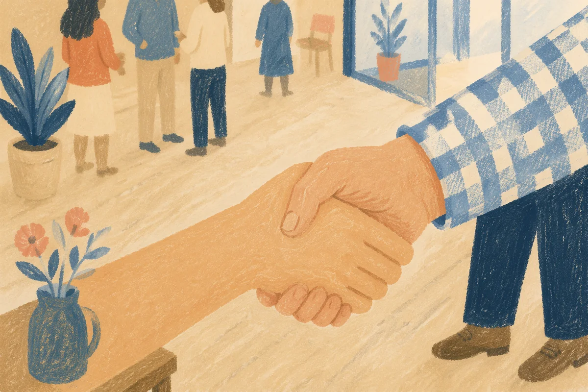 Warm Church Welcome Handshake Greeting