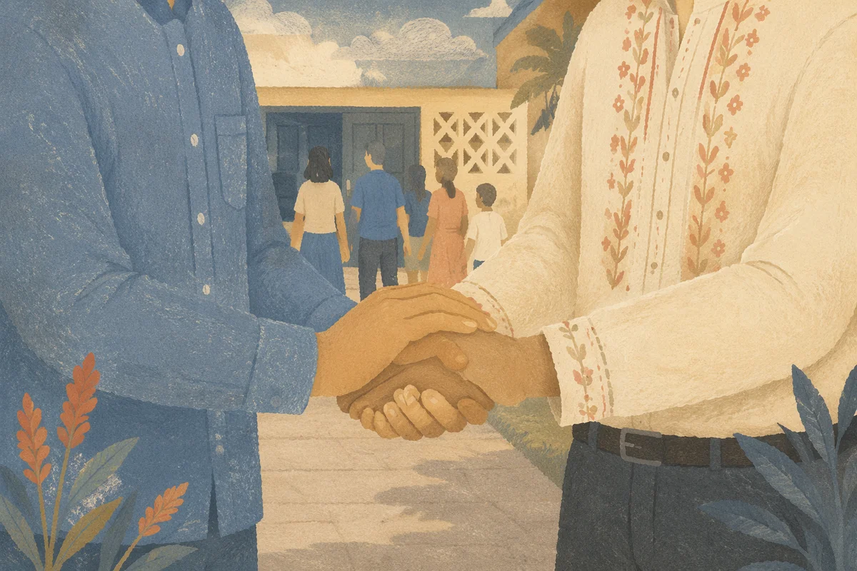 Warm Church Welcome Handshake at Entrance