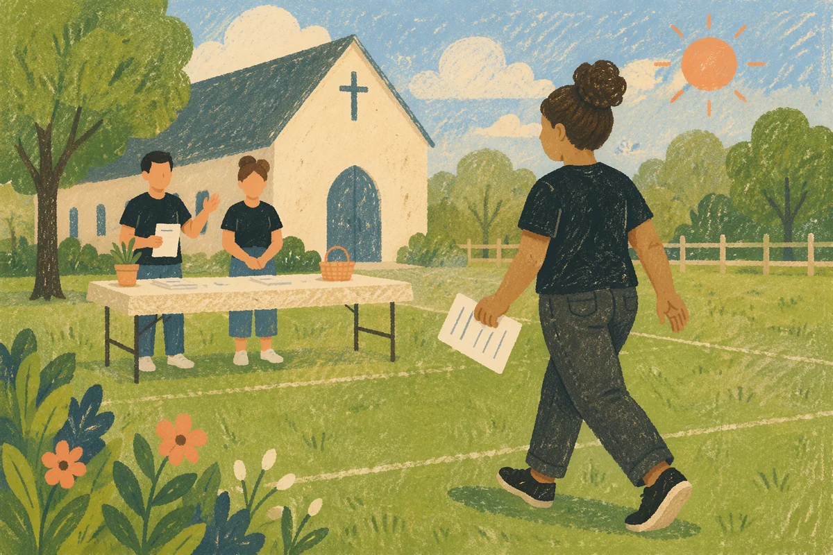 Church Welcome Team Orientation on Lawn