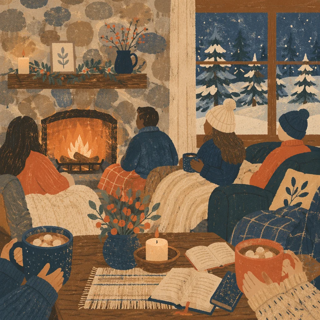 Winter Church Retreat Cabin Fellowship Scene