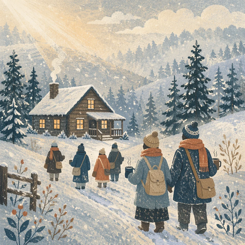 Peaceful Winter Church Retreat Cabin Fellowship